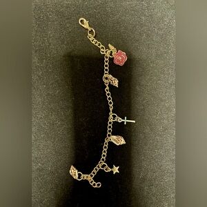 Red and Gold Charm Bracelet with Intricate Design